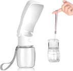 Portable Dog Water Bottle - Foldable Dog Water Dispenser | Leak Proof & Food Grade Plastic Travel | Pet Water Bottle for Cat Outdoor Walking Hiking Travel（US） (White, 12oz)