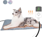 Pet Heating Pad, Indoor Waterproof Electric Heating Pad for Dogs Cats with 4 Timer and 9 Level Adjustable Temperature, Chew Resistant Cord, Detachable Cover -Large 27.5x17.7x0.5 (Grey)