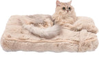 Jiupety Cat Beds for Indoor Cats Calming Pet Beds, Mattress with Pillow for Crate, Anti-Slip Comfy Pet Sleeping Mat. for Cat and Puppies Up to 10 Lbs, S(12"*18"*1.5"), Coffee.