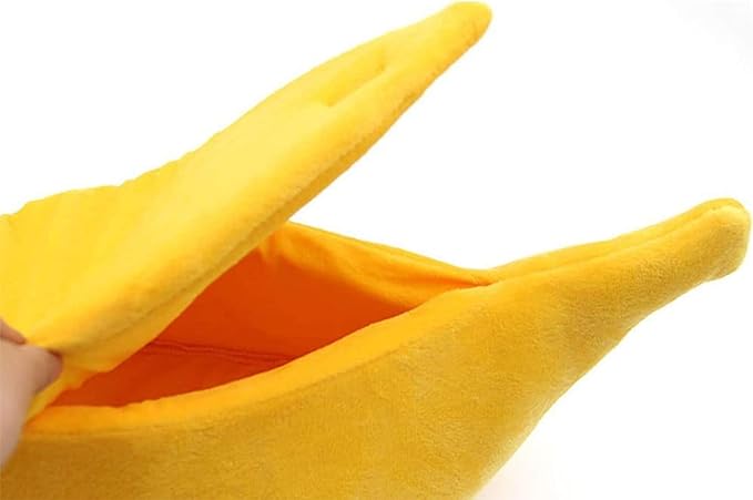 SEIS Winter Cat Banana Bed Dog House Warm Boat Pet Sleep Nest Cotton Cushion Coral Fleece Dog Pad Cat Mat (XL)