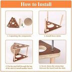 Cat Scratcher Toy,Natural Sisal Rope Cat Scratching Ball Scratcher Toy with Ball for Cats& Kittens&Dogs&Puppy, Interactive Solid Wood Scratcher Pet Toy Suitable for small cats and dogs (Large)