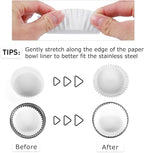 Disposable Cat Food Bowl Set (600 Pcs Small Paper Bowls + 4 Pcs Stainless Steel Pet Bowls) Dog Disposable Bowls Disposable Cat Plates for Wet Food Pet Food Bowl for Pet Feeding Station(White)