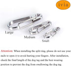 IVIA Dog Tag Clips/Multiple Size 304 Stainless Steel Quick Clip with Rings/Easy Change Pet ID Tag Holder for Small/Medium/Large Dog Cat Collars and Harnesses.(3 Pack)
