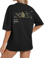 Cute Cat Graphic Tees for Women Harajuku Shirt Letter Printed Oversized T Shirts Aesthetic Casual Baggy Tshirts…