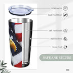 Dujiea 20oz Tumbler With Lid And Straw, American Flag Eagle Vacuum Insulated Iced Coffee Mug, Reusable Travel Cup Stainless Steel Water Bottle
