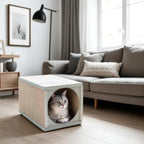 Cat Scratcher Tunnel, Cardboard cat House & Scratching Post for Indoor Cats, 360 Degree Comfort, Durable Design, Odor-Free Fun, Easy Assembly, Perfect for Playful Kittens and Adult Cats, greywood