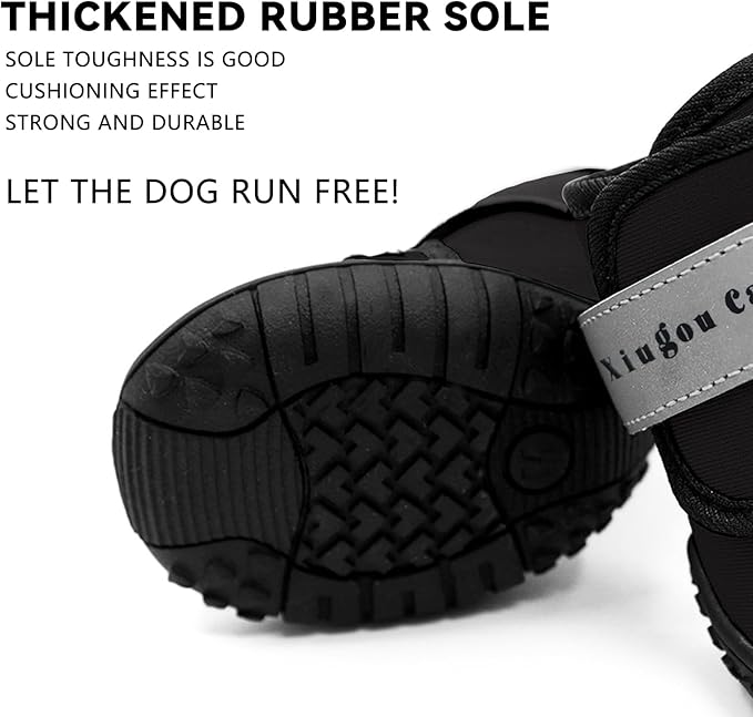 Dog Shoes for Small, Medium and Large Dogs - Waterproof for Rainy Days, Fit for Winter Snow and Hot Summer Roads, with Anti-Slip Soles for Indoor Hard Floors (Black, Size 6)
