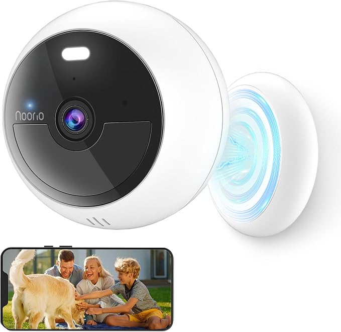 Noorio Wireless Security Cameras for Home Security, Battery-Powered 1080P Indoor/Outdoor Camera Magnetic, AI Detection, Free Local Storage, Color Night Vision, IP66 Weatherproof, 2.4G WiFi Only