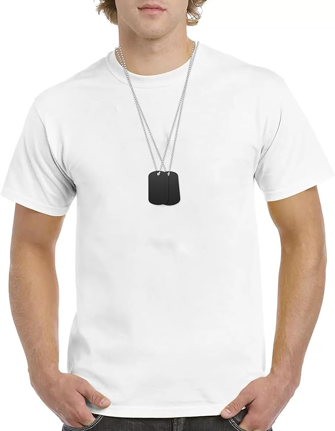 100Pcs Military Dog Tags Set, 50 Pcs Aluminum Blank Dog Tag and 50 Pcs Iron Necklace Chain, Dog Tags Personalized for Pets, Suitable for Laser Engraving