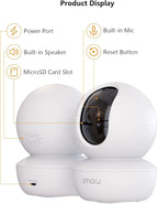 Imou 360° Security Camera Indoor with AI Human/Motion/Sound Detection, WiFi Camera Indoor Wireless 1080P for Pet/Dog/Baby, Smart Tracking, Siren, Night Vision, 2-Way Audio, Works with Alexa, 2 Pack