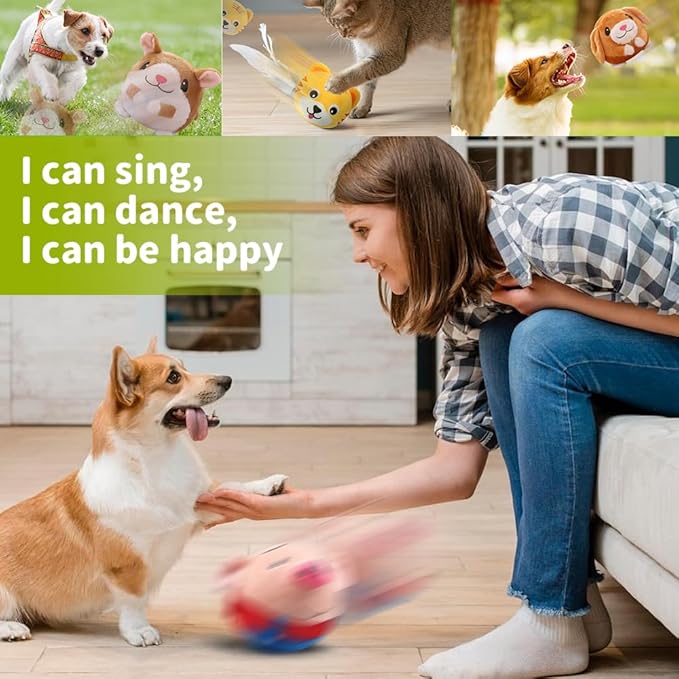 Dog Toys for Small Large Dogs,Puppy Toys to Keep Them Busy,Moving Interactive Squeaky Dog Toy,Active Moving Pet Plush Toy,Small Dog Toys (Red Pig)