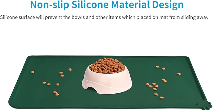 AUDWUD Silicone Waterproof Pet Feeding Mats,Anti Slip Bowl Pad,Dog Mat for Food and Water