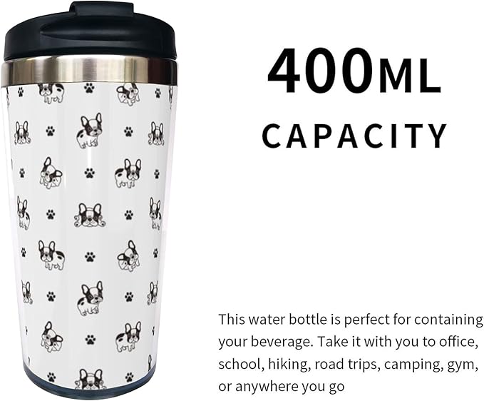 French Bulldog Paws Travel Coffee Mug with Filp Lid, Stainless Steel Insulated Tumbler Cup 13 Oz, Thanksgiving Birthday Christmas Gift for Men Women Dad Mom Sister Friend Bestie Dog Lover