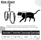 PUPTECK Adjustable Cat Harness and Leash Set Escape Proof Kitten Strap Collar for Walking Travel, Printed Dark Grey
