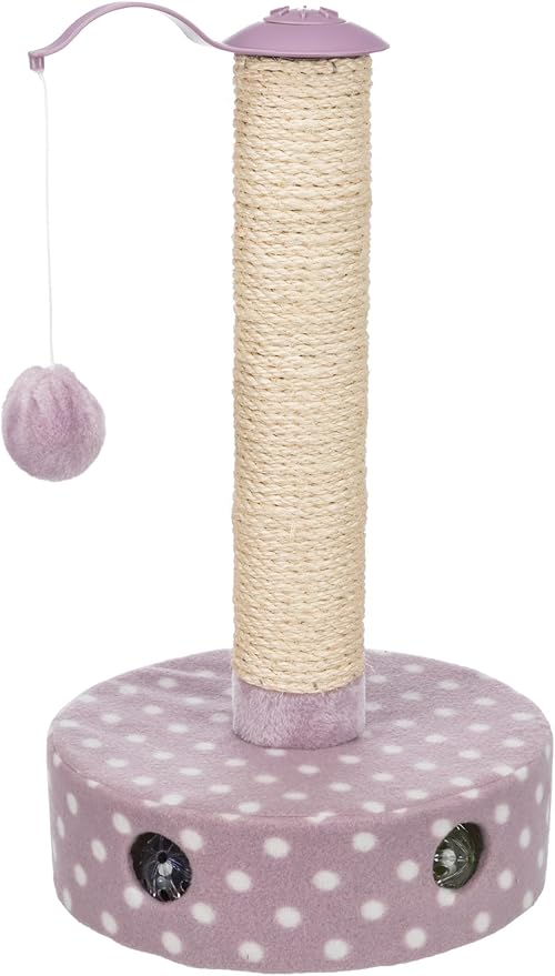 TRIXIE Junior Scratching Post Fleece Ideal for Small Cats and Kittens, Cat Scratcher with Toys