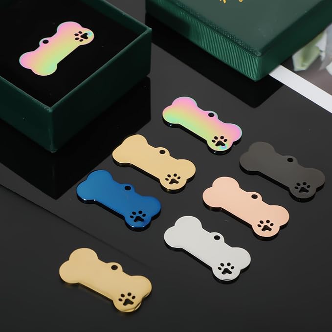 Hicarer 30 Pcs Stainless Steel Blank Pet ID Tags Personalized Dog Name Tag with Hollow Design Engraved on Both Sides Dog Cat Collar Name Accessories Regular Size DIY(Bone Shape)