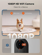 WOPET Automatic Cat Feeder with Camera for Two Cats, 5G WiFi Dog Feeder, 1080p HD Automatic Pet Feeder with Night Vision for Cat & Dog, SD Card Storage & 2-Way Audio