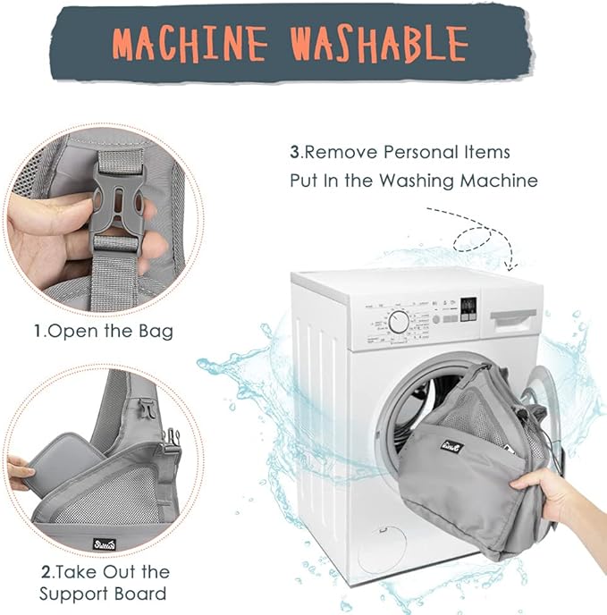 SlowTon Pet Dog Sling Carrier, Hands Free Hard Bottom Papoose Small Animal Puppy Up to 6 lbs Travel Bag Tote Breathable Mesh Support Adjustable Padded Strap Pocket Safety Belt Machine Washable