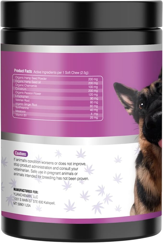 Hemp Calming Chews for Dogs 200pc Dog Calming Treat and Bites with Hemp Oil - Anxiety and Stress Relief Treats for Dogs Puppy Melatonin Sleep Aid Calm Dog with Noise,Thunder,Barking,Separation,Chewing