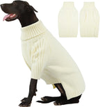 IECOii Extra Large Dog Sweater 4XL,Thermal Warm Dog Sweaters for Giant Breed Dogs,Turtleneck Knitted Knitwear for Pet Winter,Stretchy&Easy On Doggy Sweatshirt for Doberman,Great Dane(White,XXXXL)