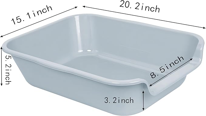 2 Pack Extra Large Dog Litter Box Pan Tray (ABS Material), Low Entry Jumbo Senior Litter Boxes for Multiple Kitten Big Cats, Pet Safe Indoor Dog Potty (Light Gray, 20" L x 15" W)