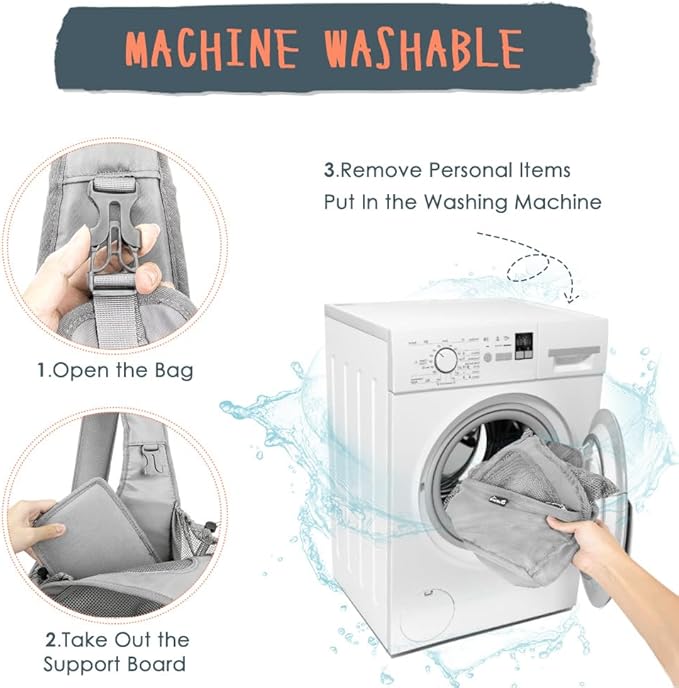 SlowTon Pet Dog Sling Carrier, Hands Free Hard Bottom Papoose Small Animal Puppy Up to 6 lbs Travel Bag Tote Breathable Mesh Support Adjustable Padded Strap Pocket Safety Belt(Widened Grey)