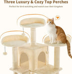Made4Pets Tall Cat Tree, 80" Cat Tree Tower for Indoor Cats Large Adult, Modern Cat Tower with Scratching Post, Cozy Hammock, 3 Perches and 2 Condos, Sturdy and Fluffy, Beige