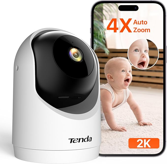Tenda 2K Indoor Security Camera, WiFi6 Pet Camera for Home Security, 360°, 2-Way Audio, Motion Detection for Baby and Pet Monitor, Night Vision, Cloud & SD Card Storage, One-Touch Call (CP3-V3.0)