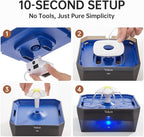 Veken Small Pet-Friendly Cat Water Fountain with Quiet Pump, Easy to Clean & Assemble, 50oz Mini Pet Water Water Dispenser with 4 Replacement Filters & 4 Pre-Filter Sponges, Blue