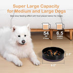 Sted Ceramic Slow Feeder Bowl for Medium Large Breed Dogs - Puzzle Food Bowl With Silicone Base for Fast Eaters, Slows Down Eating - Maze Black