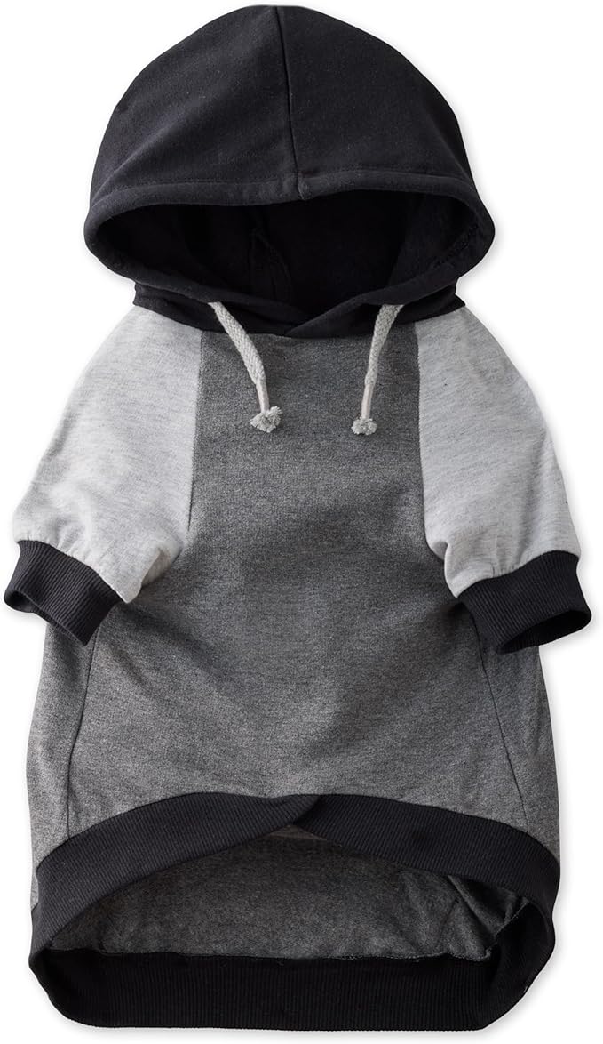 Rocky – The Orginal Lightweight Hooded TEE 100% Organic Cotton Dog Hoodie Pet Coat Sweater for Small, Medium, Large Dogs, Black Color Block, Large