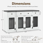 MCombo Wooden Dog Crate Furniture with 4 Drawers and 4 Lockable Doors, Pet Kennel TV Stand for Medium/Large Dogs 1872 (White and Grey)