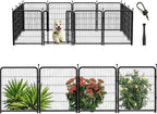 Dog Playpen 48inch 12 Panels, Puppy Playpen Indoors, Dog Fence Outdoor for Yard, Wide Door Low Threshold Garden Fence for Medium/Large Pets. Black Dog Pens Total 26.6 Ft(L)