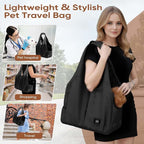 Dog Purse Carrier for Small Dogs, Cats, and Puppies – Soft-Sided Travel Pet Tote Bag with 4 Large Pockets, Foldable, Lightweight, Fits Pets up to 15 lbs, for Travel, Vet, Outings (Black)