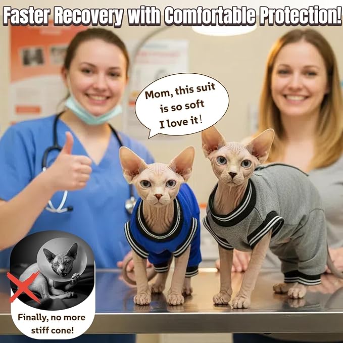 T'CHAQUE Cat Clothes Surgery Recovery Suit for Female Male, Cat Onesie Pet Surgical Pajamas Long Sleeve, Abdominal Wound Healing, E-Collar Alternative, Spay/Neuter Recovery Garment-Burgundy-L