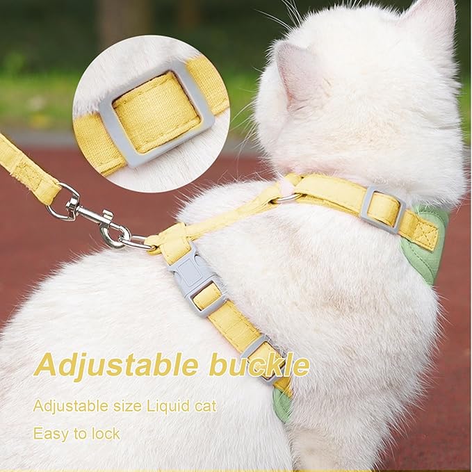 wanheart Cat Harness and Leash Set Escape-Proof Adjustable cat Leash and Harness Combo Suitable for All cat Breeds (Green, L)