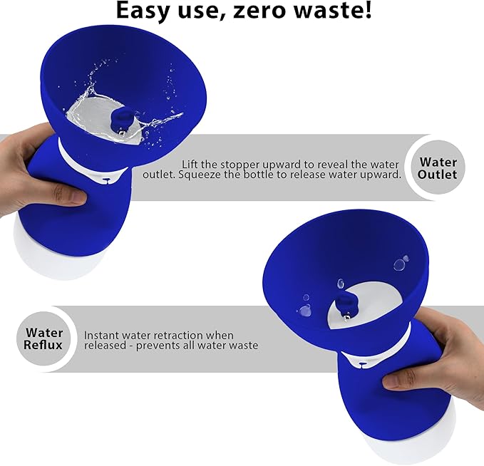 Portable Pet Water Bottle - 20 oz with 8.8 oz Food Container,Silicone Leakproof Travel Bottle for Dogs Cats, Detachable Feeding Dish for Walking Hiking Travel Blue