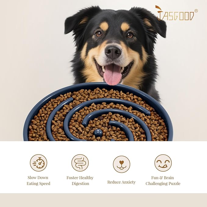 JASGOOD Slow Feeder Dogs Bowl for Large Medium Dogs,Anti-Gulping Pet Slower Food Feeding Bowls Stop Bloat,Preventing Choking Healthy Design Dogs Bowl