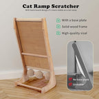 Cat Scratcher with Ball - 28 Inch Cat Scratch Ramp for Indoor,Wooden Climbing Cat Scratching Post Furniture (L with Ball)