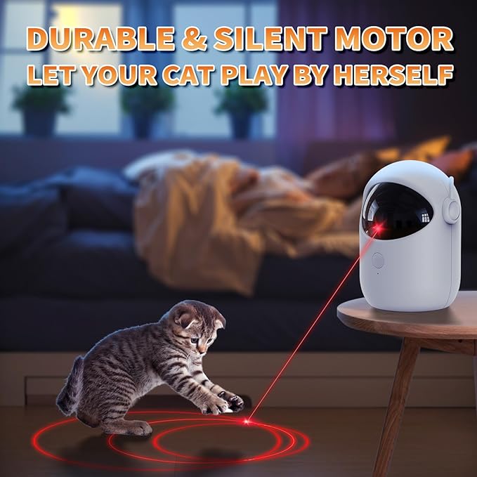 Laser Cat Toys for Indoor Cats, [2025 Newly Upgraded] Automatic Laser Pointer Interactive Cat Toys for Bored Indoor Adult Cats/Kittenes/Dogs, Real Trajectory Motion Activated Laser Cat Toy