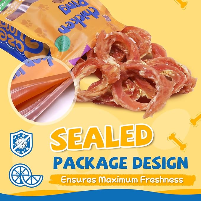gazeupon Dog Treats Chicken Jerky Rings, Natural Chicken Breast, Healthy Training Rewards for Dogs w/Glucosamine Chondroitin