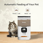 VOLUAS Automatic Cat Feeders - Pet Food Dispenser for Dry Food, Timed Cat Feeder with Desiccant Bag, Programmable Portion Size Control 4 Meals Per Day, 10s Voice Recorder