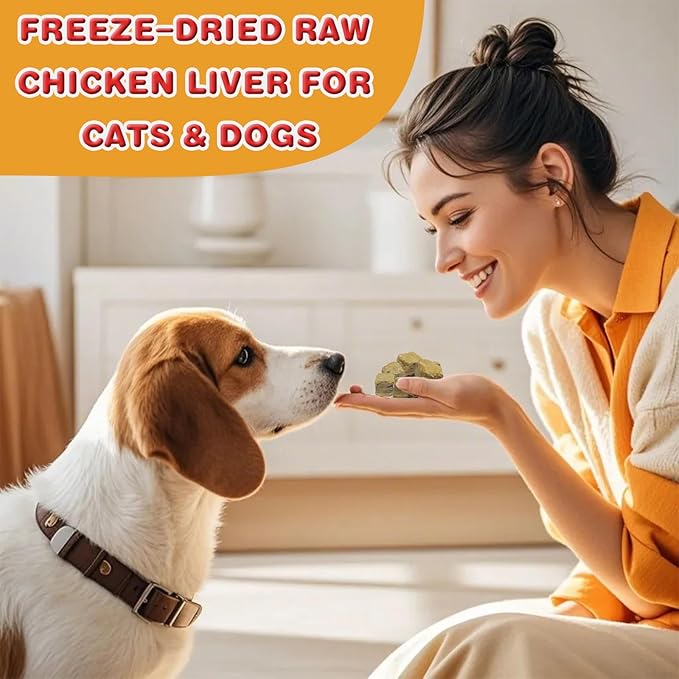 Freeze Dried Chicken Liver Pet Treats 8.8 OZ, Freeze Dried Raw Single Ingredient Dog Treats, Training Treats, Meal Toppers for Dogs Cats, High Protein, Grain Free, Gluten Free