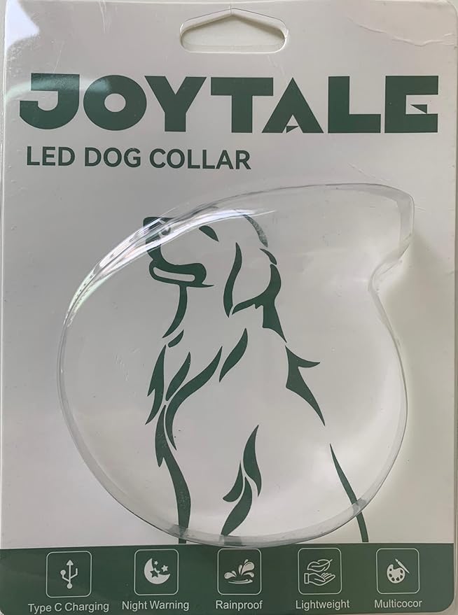 Joytale Light Up Dog Collar, Rainproof and Rechargeable LED, 9 Flashing Modes, Glow for Night Walking, Cuttable Soft Silicone Collar for Large Medium Small Dogs, 27.5 Inch