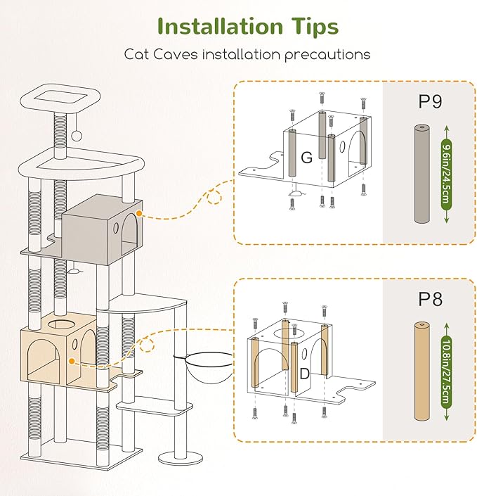 Globlazer Giant Cat Tree, 83 inch Cat Tree for Indoor Cats Large Adult, XXL Cat Tower with 9 Scratching Posts for 20lb+ Heavy Duty Large Adult Cats, F83, Dark Grey
