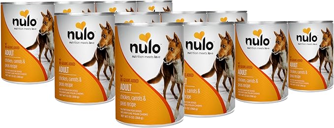 Nulo Grain-Free Chicken, Carrots, & Peas Recipe Adult Wet Canned Dog Food, 13 Ounce, 12 Cans