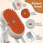 4 in 1 Pet Steam Brush for Shedding,Rechargeable cat brushes for indoor cats,Quiet Detangling Brush for Long Haired Cats and Dogs(Cream Color)