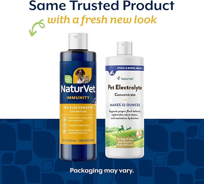 NaturVet Pet Electrolyte Concentrate for Dogs and Cats, 16 oz Liquid Concentrate, Made in The USA with Globally Source Ingredients