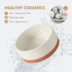 Ceramic 8.2inch Dog Bowl for Large Breed Dogs, Anti-Slip and Weighted Pet Food and Water Dishes(Single Bowl, Vanilla White)