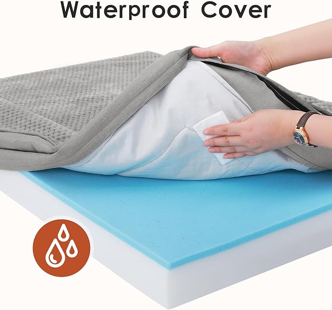 Orthopedic Dog Beds Large Sized Dog, 3 Inch Memory Foam Pet Bed for Medium and Large Dogs, Washable Removable Cover, Nonskid Bottom, Waterproof, 36x27 Inches L Light Grey